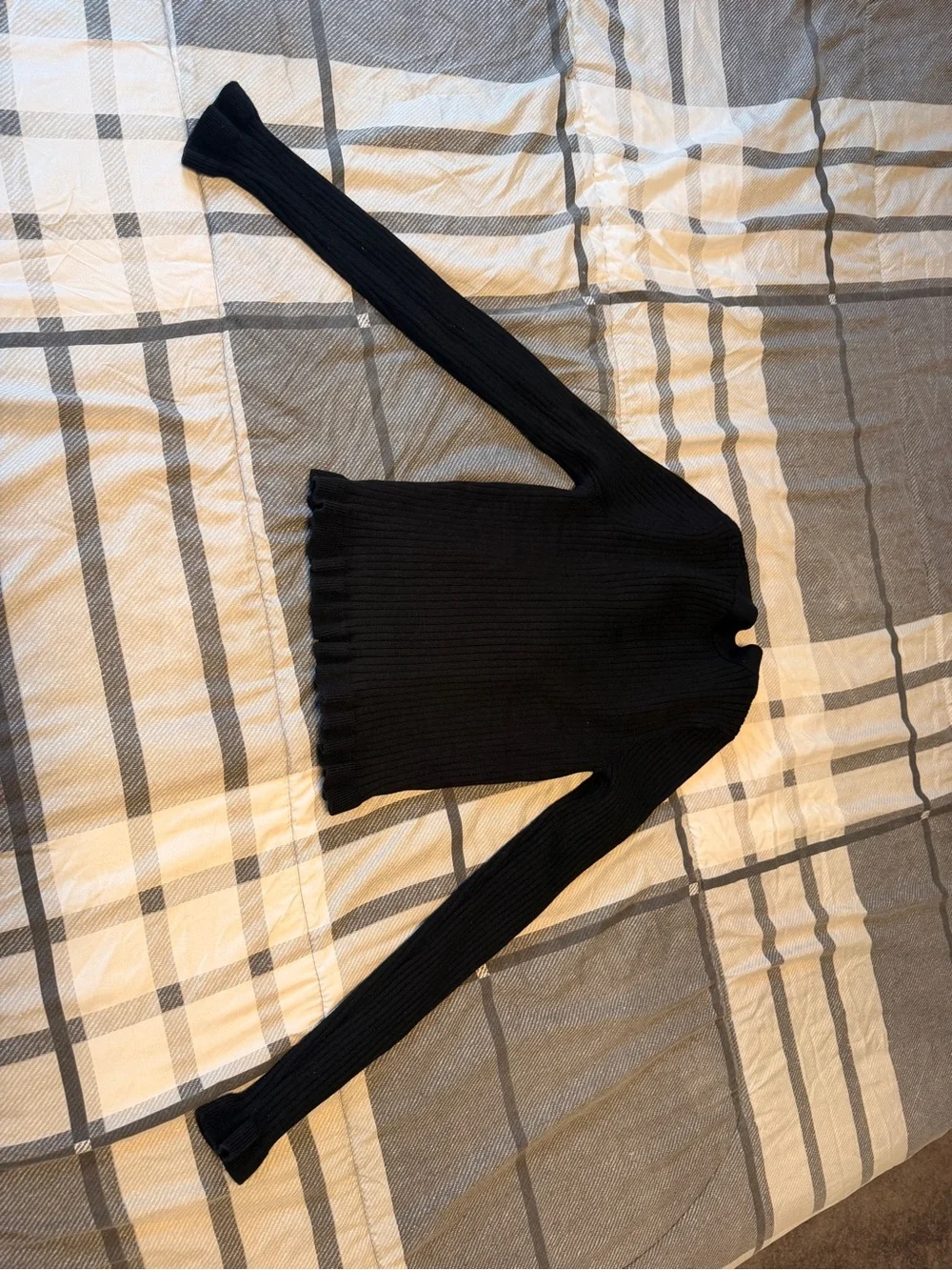 Commense - Black Ribbed Pearl-Button Cardigan - Picture 3 of 4